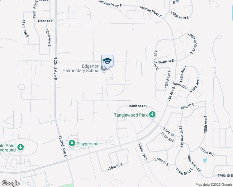 map of restaurants, bars, coffee shops, grocery stores, and more near 12711 167th Street Court East in Puyallup