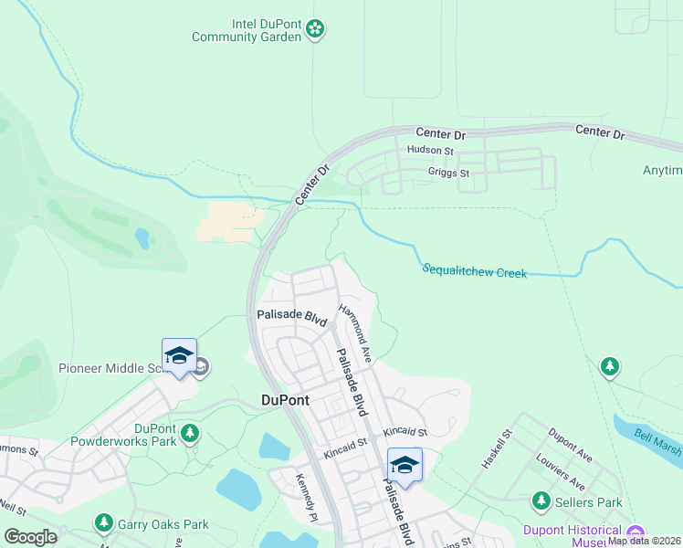 map of restaurants, bars, coffee shops, grocery stores, and more near 2432 Tolmie Avenue in DuPont