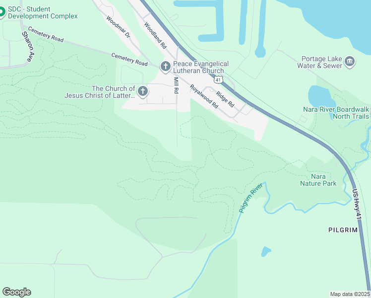 map of restaurants, bars, coffee shops, grocery stores, and more near Royalewood Loop in Houghton