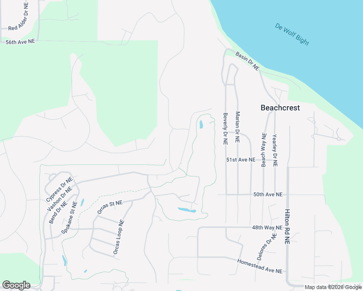 map of restaurants, bars, coffee shops, grocery stores, and more near 8603 Vashon Drive Northeast in Lacey