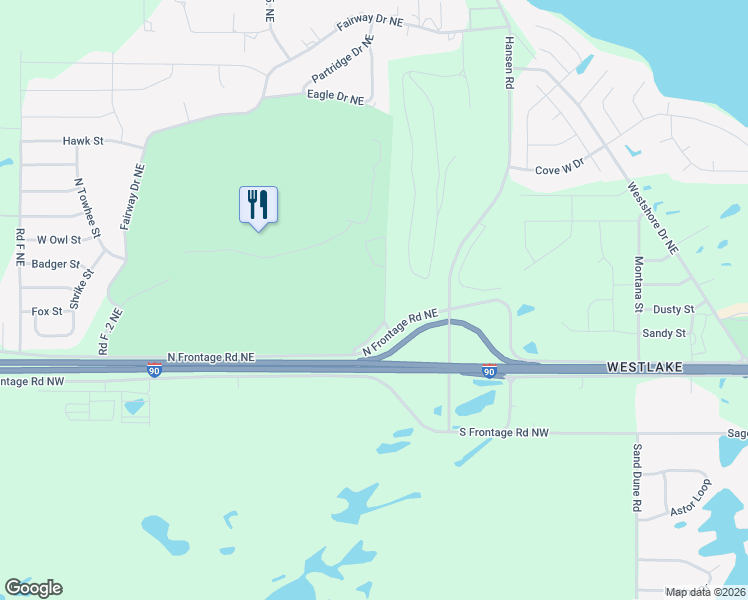 map of restaurants, bars, coffee shops, grocery stores, and more near 1260 F.8 Northeast in Moses Lake