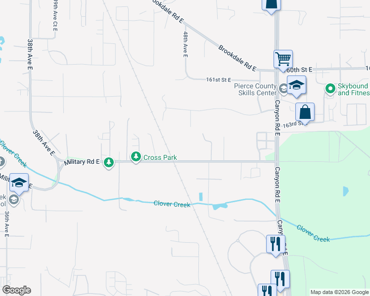 map of restaurants, bars, coffee shops, grocery stores, and more near 4803 Military Road East in Tacoma