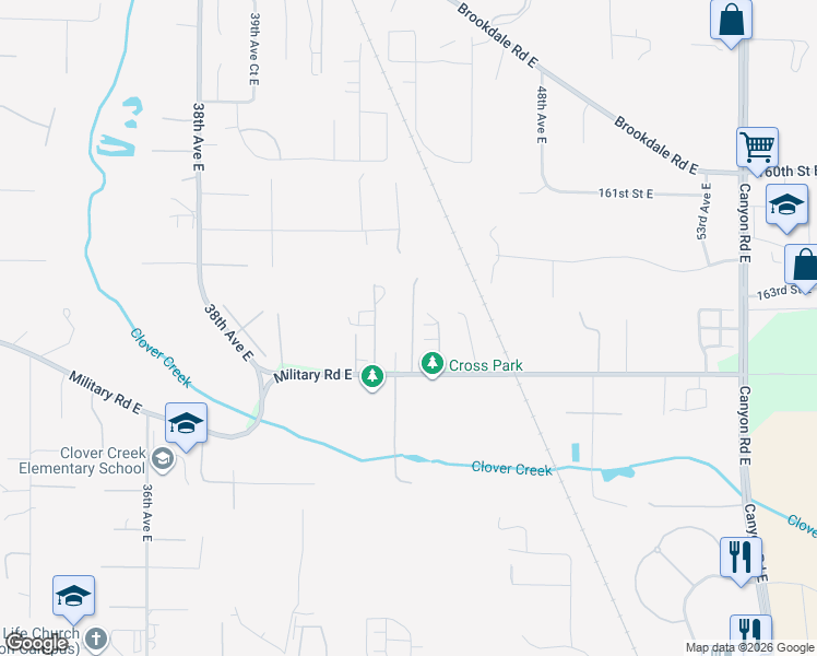 map of restaurants, bars, coffee shops, grocery stores, and more near 16422 44th Avenue East in Tacoma