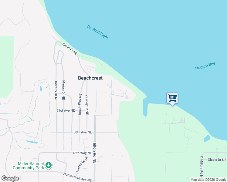 map of restaurants, bars, coffee shops, grocery stores, and more near 5234 Illahee Lane Northeast in Olympia