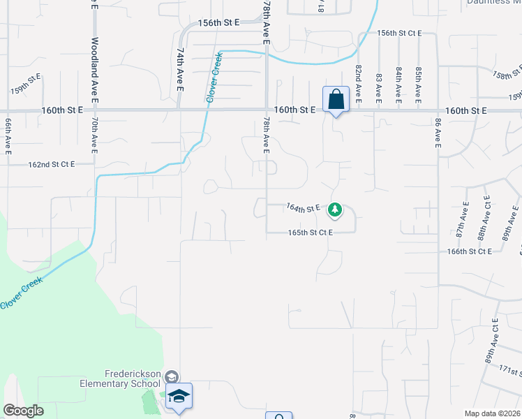 map of restaurants, bars, coffee shops, grocery stores, and more near 7712 163rd Street Court East in Puyallup