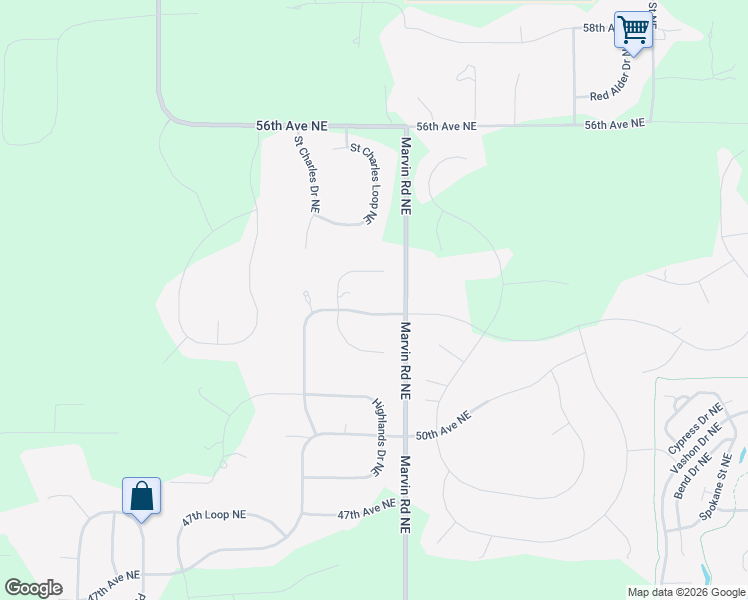 map of restaurants, bars, coffee shops, grocery stores, and more near 5240 Deerfield Park Court Northeast in Olympia