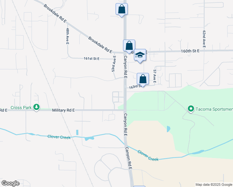 map of restaurants, bars, coffee shops, grocery stores, and more near 5317 Military Road East in Tacoma