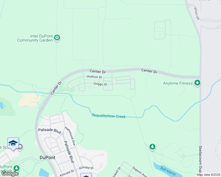 map of restaurants, bars, coffee shops, grocery stores, and more near 1204 Griggs Street in DuPont