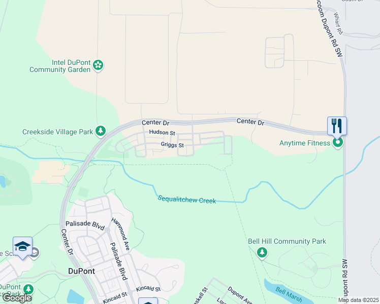 map of restaurants, bars, coffee shops, grocery stores, and more near 1204 Griggs Street in DuPont