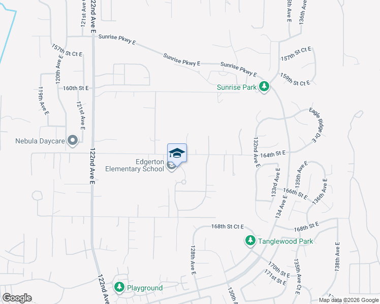 map of restaurants, bars, coffee shops, grocery stores, and more near 16316 128th Avenue East in Puyallup