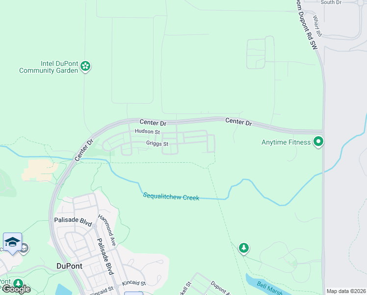 map of restaurants, bars, coffee shops, grocery stores, and more near 1204 Griggs Street in DuPont