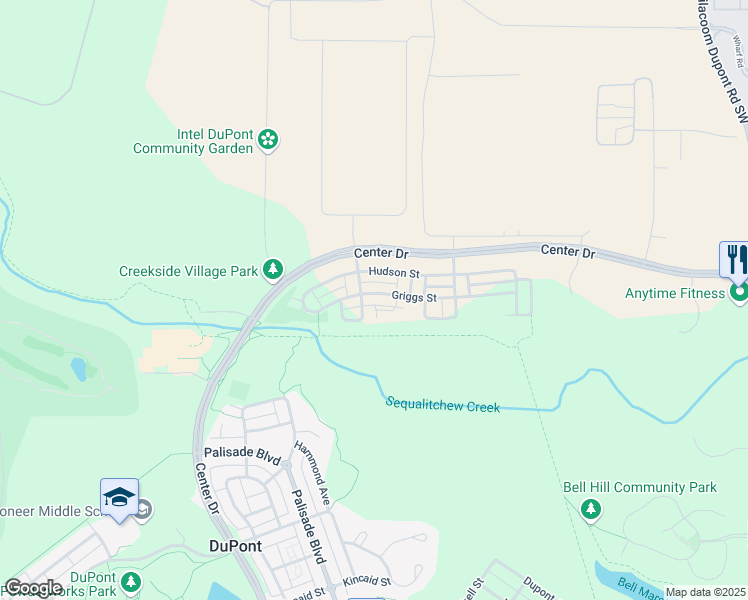 map of restaurants, bars, coffee shops, grocery stores, and more near 1289 Griggs Street in DuPont