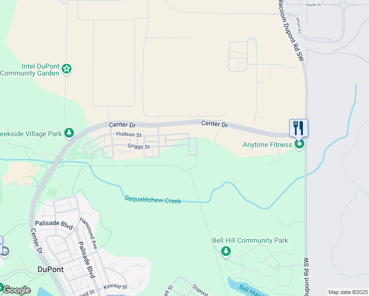 map of restaurants, bars, coffee shops, grocery stores, and more near 1155 Griggs Street in DuPont