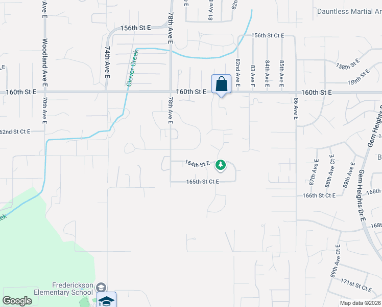 map of restaurants, bars, coffee shops, grocery stores, and more near 7834 163rd Street Court East in Puyallup
