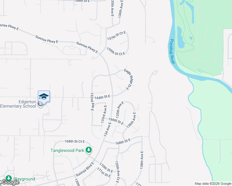 map of restaurants, bars, coffee shops, grocery stores, and more near 182 Eagle Ridge Drive East in Puyallup