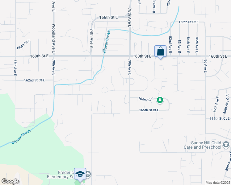 map of restaurants, bars, coffee shops, grocery stores, and more near 7620 163rd Street Court East in Puyallup