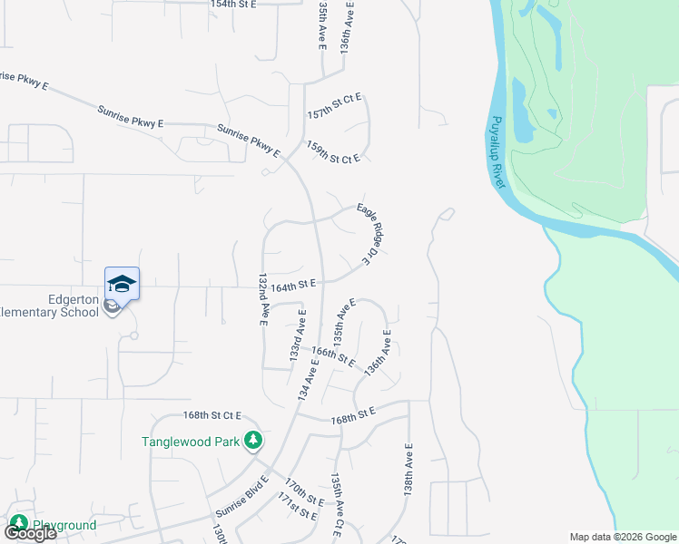 map of restaurants, bars, coffee shops, grocery stores, and more near 182 Eagle Ridge Drive East in Puyallup