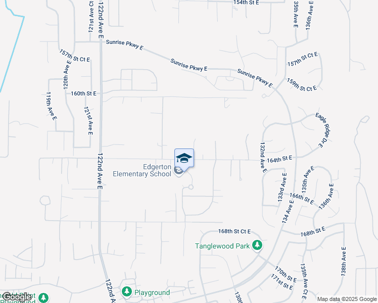 map of restaurants, bars, coffee shops, grocery stores, and more near 16316 128th Avenue East in Puyallup