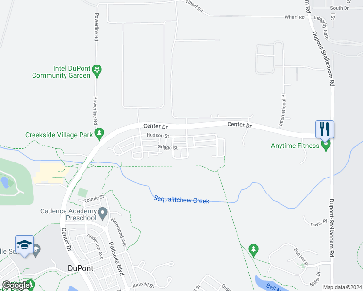 map of restaurants, bars, coffee shops, grocery stores, and more near 1216 Griggs Street in DuPont