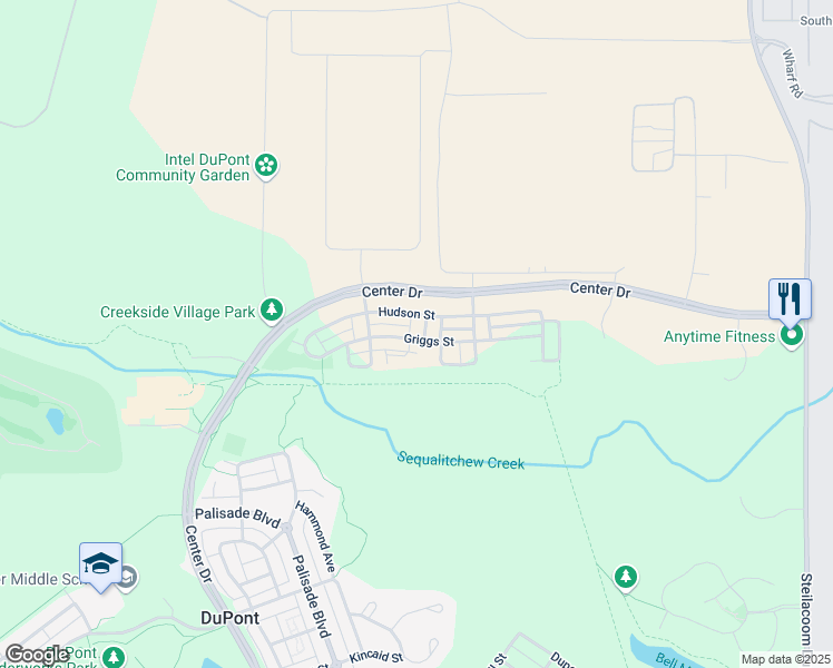map of restaurants, bars, coffee shops, grocery stores, and more near 1245 Griggs Street in DuPont