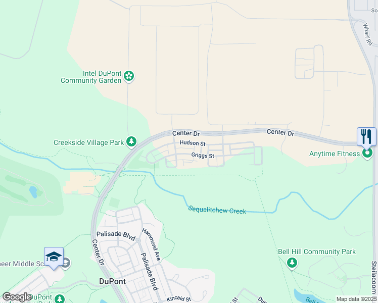 map of restaurants, bars, coffee shops, grocery stores, and more near 1272 Griggs Street in DuPont
