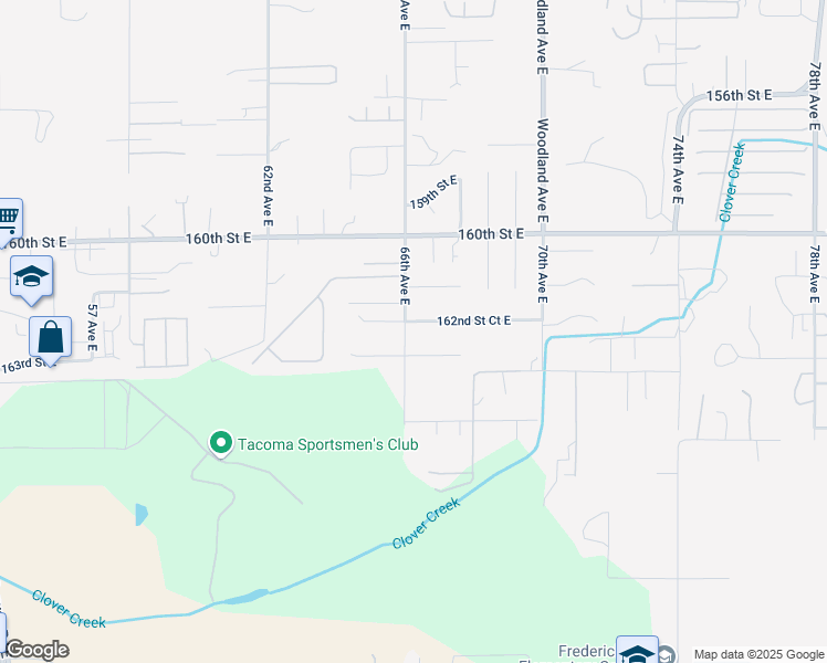 map of restaurants, bars, coffee shops, grocery stores, and more near 6505 162nd Street Court East in Puyallup