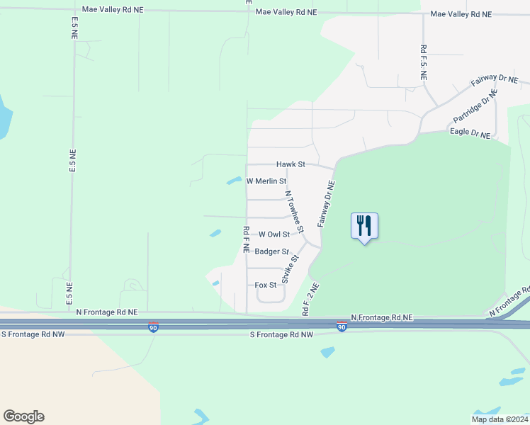 map of restaurants, bars, coffee shops, grocery stores, and more near 4724 West Coyote Street in Moses Lake