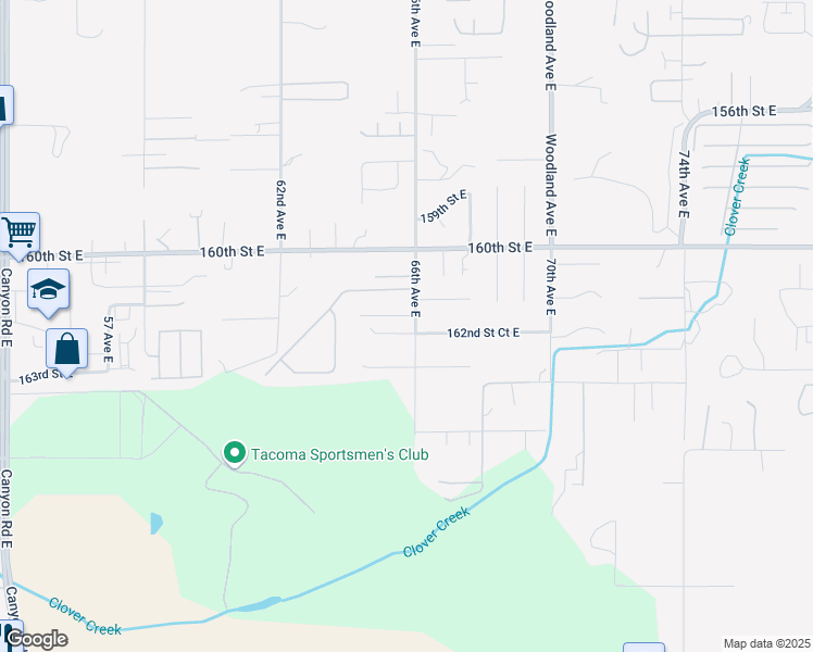 map of restaurants, bars, coffee shops, grocery stores, and more near 6505 162nd Street Court East in Puyallup