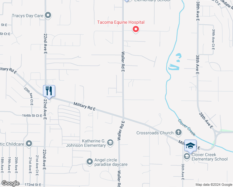 map of restaurants, bars, coffee shops, grocery stores, and more near 17708 29th Avenue Court East in Tacoma