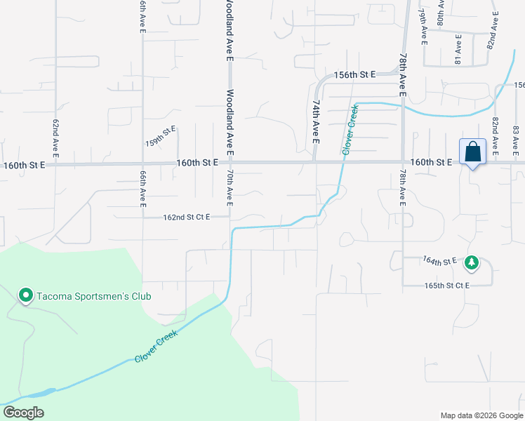 map of restaurants, bars, coffee shops, grocery stores, and more near 7109 162nd Street Court East in Puyallup