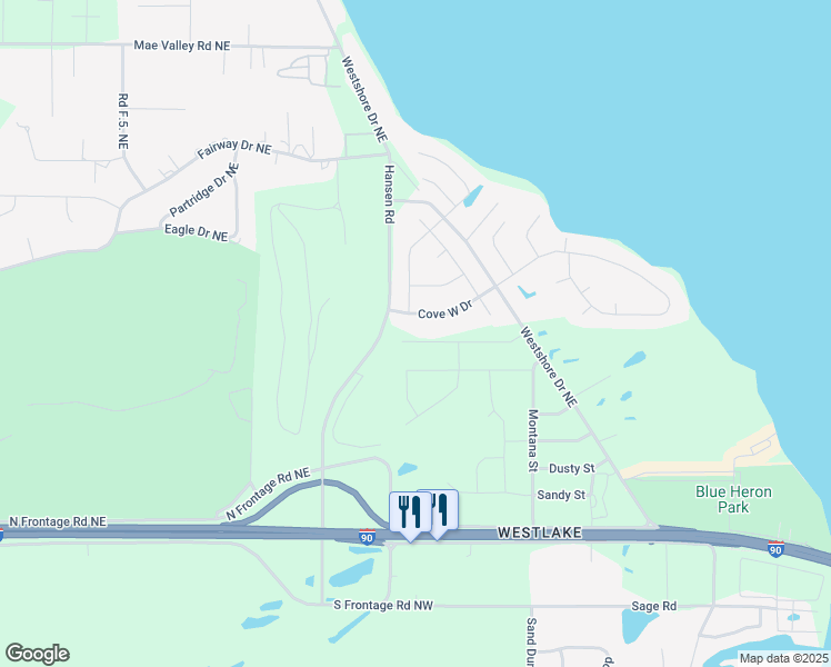 map of restaurants, bars, coffee shops, grocery stores, and more near 4237 Cove West Drive in Moses Lake