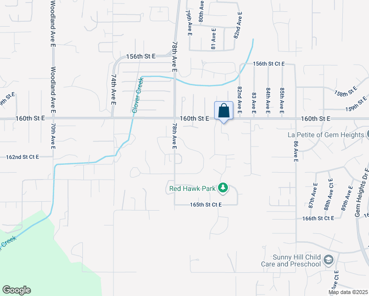 map of restaurants, bars, coffee shops, grocery stores, and more near 7832 161st Street Court East in Puyallup