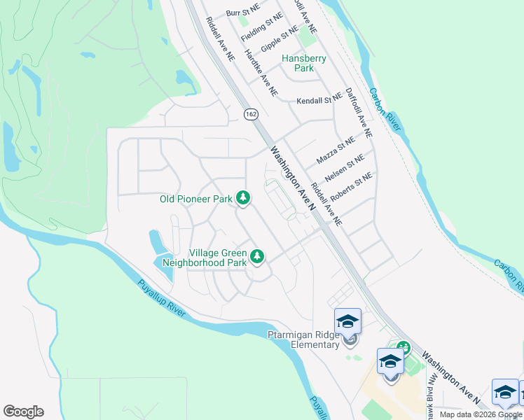 map of restaurants, bars, coffee shops, grocery stores, and more near 1110 Boatman Avenue Northwest in Orting
