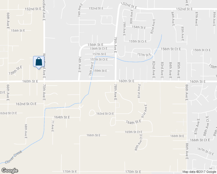 map of restaurants, bars, coffee shops, grocery stores, and more near 16020 77th Avenue Court East in Puyallup