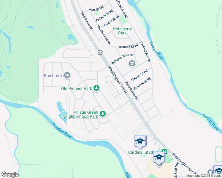map of restaurants, bars, coffee shops, grocery stores, and more near 1112 Sigafoos Avenue Northwest in Orting