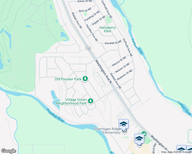 map of restaurants, bars, coffee shops, grocery stores, and more near 1118 Sigafoos Avenue Northwest in Orting