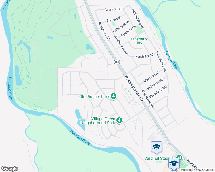 map of restaurants, bars, coffee shops, grocery stores, and more near 307 Anderson Street Northwest in Orting