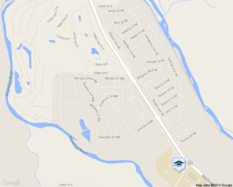 map of restaurants, bars, coffee shops, grocery stores, and more near 307 Anderson Street Northwest in Orting