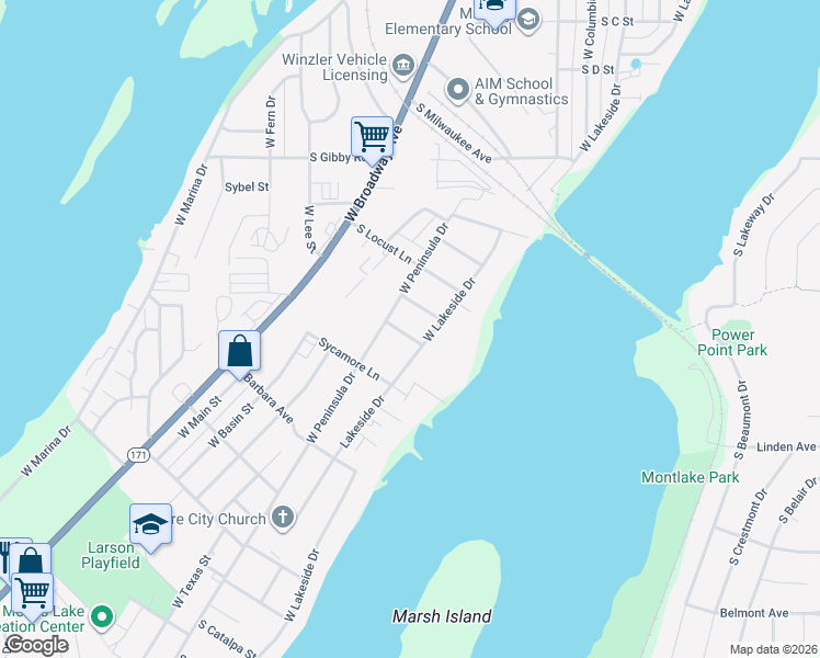 map of restaurants, bars, coffee shops, grocery stores, and more near 711 South Marigold Street in Moses Lake