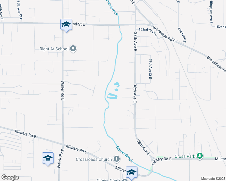 map of restaurants, bars, coffee shops, grocery stores, and more near 3702 159th Street East in Tacoma
