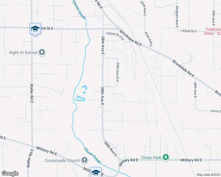map of restaurants, bars, coffee shops, grocery stores, and more near 3820 158th Street Court East in Tacoma