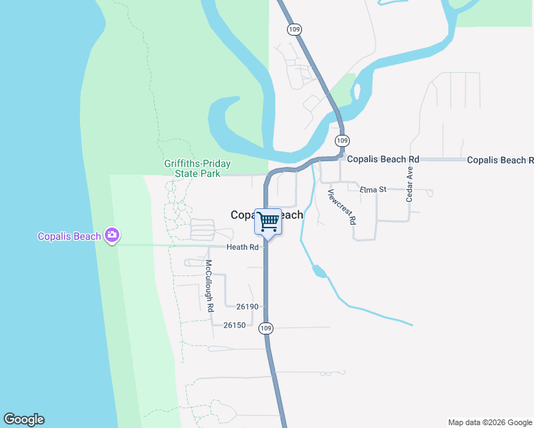 map of restaurants, bars, coffee shops, grocery stores, and more near in Copalis Beach