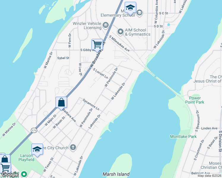 map of restaurants, bars, coffee shops, grocery stores, and more near 711 South Marigold Street in Moses Lake