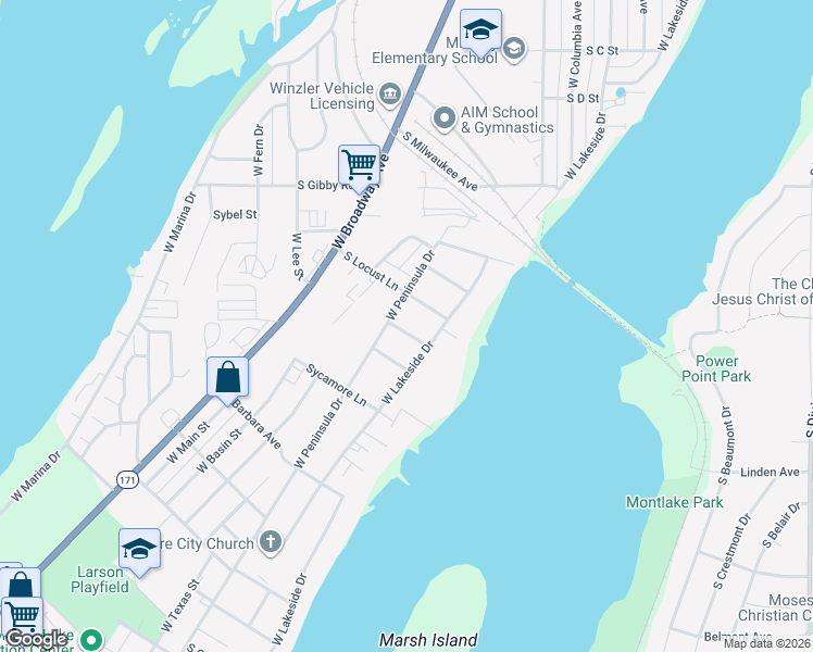 map of restaurants, bars, coffee shops, grocery stores, and more near 711 South Marigold Street in Moses Lake