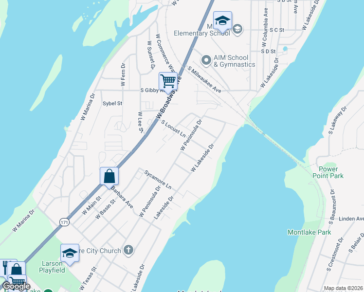 map of restaurants, bars, coffee shops, grocery stores, and more near 1714 West Peninsula Drive in Moses Lake
