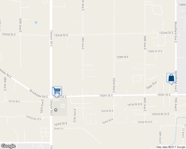 map of restaurants, bars, coffee shops, grocery stores, and more near 5903 157th Street Court East in Puyallup