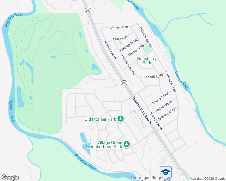 map of restaurants, bars, coffee shops, grocery stores, and more near 301 Whitley Street Northwest in Orting