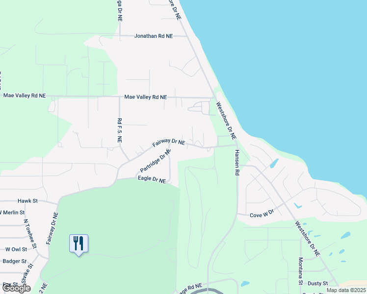 map of restaurants, bars, coffee shops, grocery stores, and more near 1703 Fairway Drive Northeast in Moses Lake