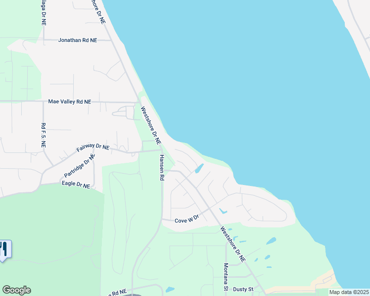 map of restaurants, bars, coffee shops, grocery stores, and more near 807 Westshore Drive Northeast in Moses Lake