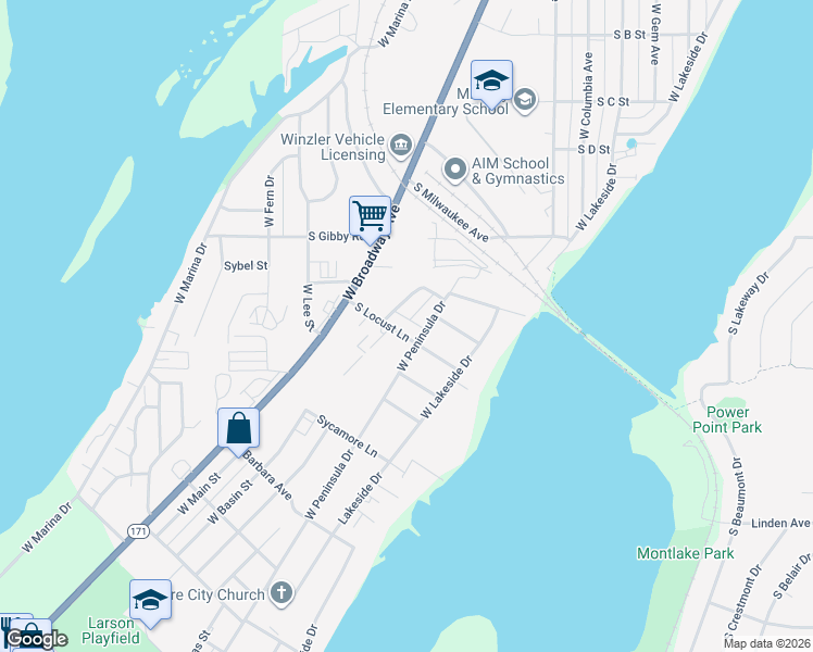 map of restaurants, bars, coffee shops, grocery stores, and more near 1706 West Peninsula Drive in Moses Lake